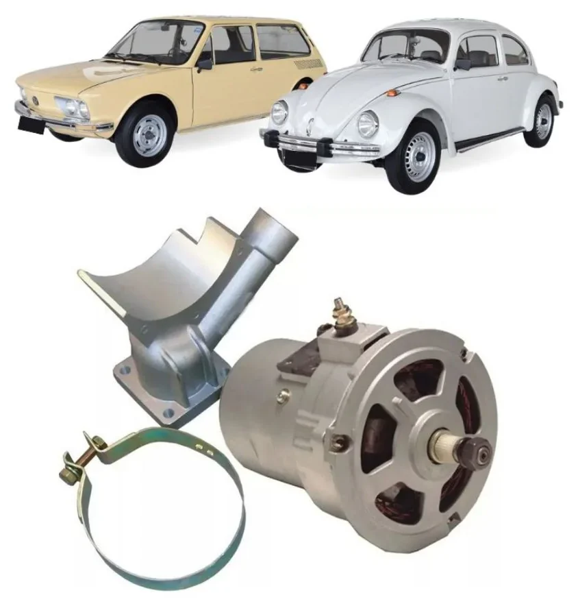 Alternador Bosch 55A completo para Fusca, Brasília e Kombi, com tubo de ar e cinta